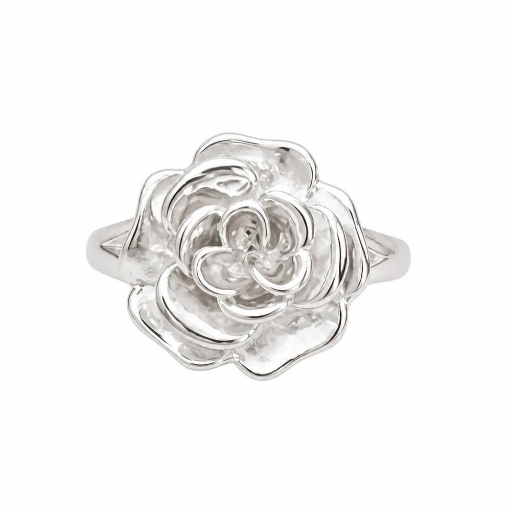 The "Winter Rose" Silver Sculpted Blossom Ring - Sz 9